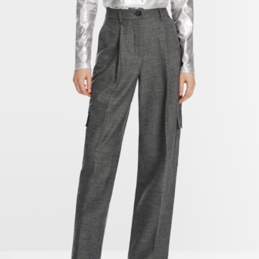 Marc Cain Wasco Wide Fit High Waist Wool Blend Trouser Pants Size N4 (8-10) NWT